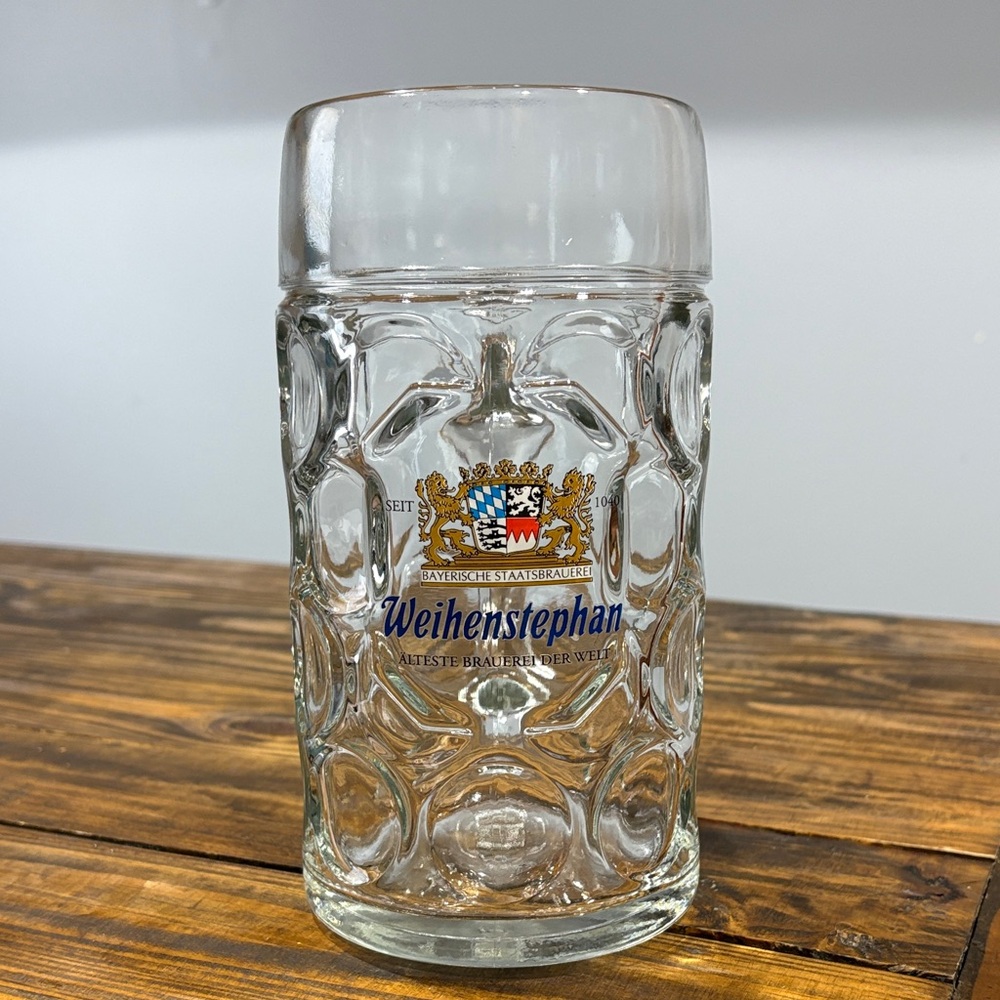 Clear Glass Beer Stein - Classic Dimpled Design